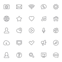 Thin lines web icons set - Contact and communication