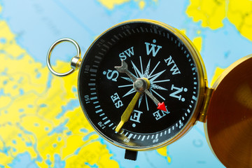 compass on map background travel