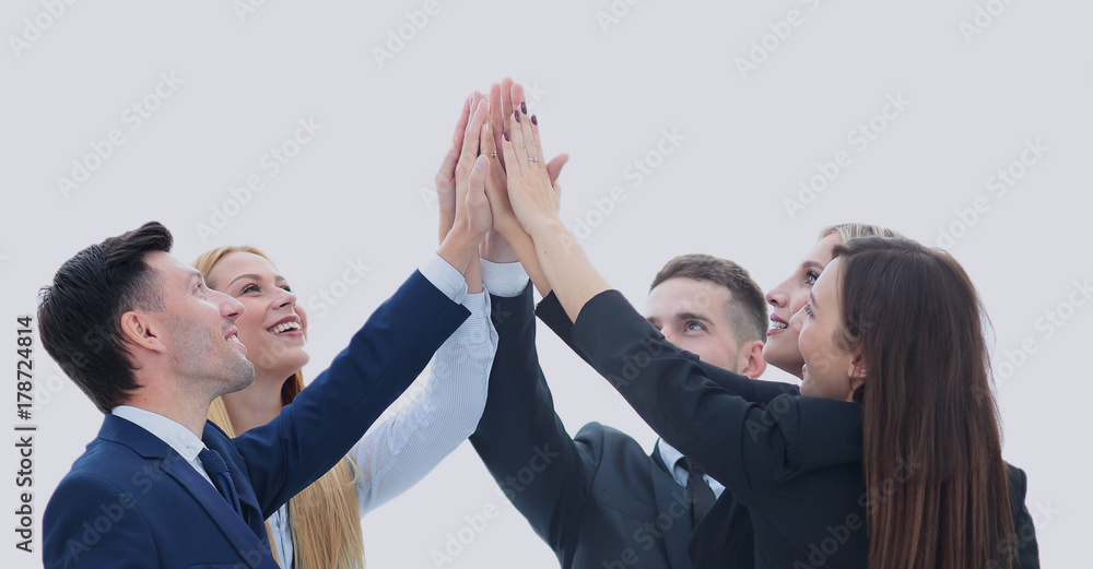 Wall mural team of successful and confident people posing on a white backgr