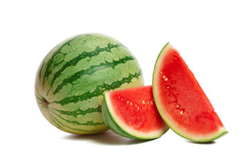 Slice of watermelon on white background
