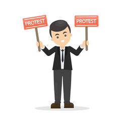 Isolated man with protest.