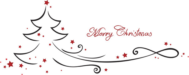 Banner Merry Christmas with fir tree graphic