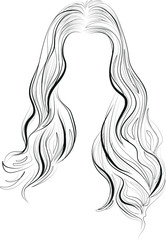 Beautiful woman long wavy hair hairstyle vector illustration. Fashion, hairstyle icon.