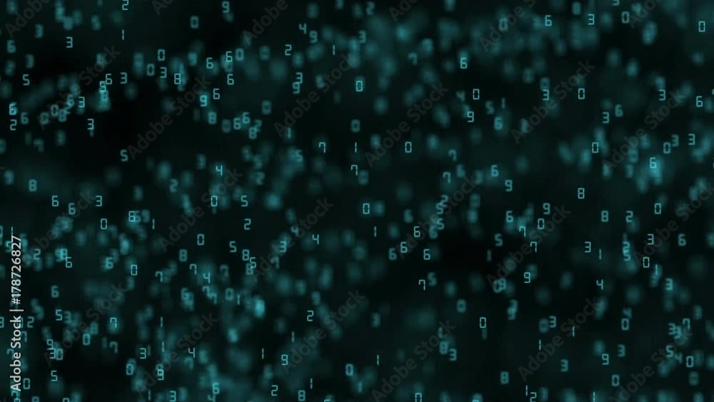 Poster random movement of alternating numbers. cinematic background. seamless loop.