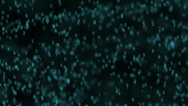random movement of alternating numbers. cinematic background. seamless loop.