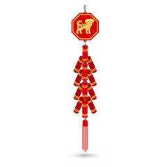 Red chinese firecracker flat icon.