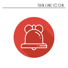 Christmas bell with bow thin line icon. New Year celebration outline decorated pictogram. Xmas winter element. Vector simple flat linear design. Logo illustration. Silhouette symbols. Christmas bell.