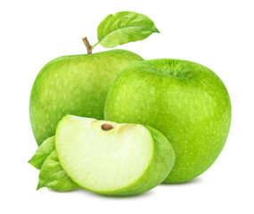 Green apples isolated on white background