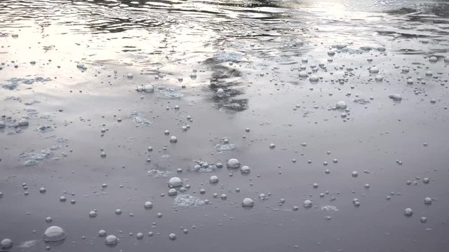 Waste water with water awaiting treatment in the pond to bile