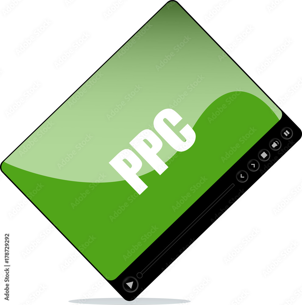 Aufkleber video player for web with ppc word. pay per click