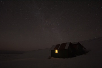 Fototapeta na wymiar Sunset on mountain in the Arctic.