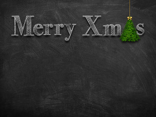 Chalk sketch drawing of Merry Xmas on blackboard