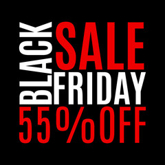 55 percent price off. Black Friday sale banner. Discount background. Special offer, flyer, promo design element. Vector illustration.