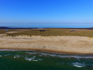 Aerial view of a Texas Island on the Gulf Coast