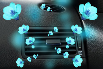 car air conductors blue flowers air fresh aroma freshener