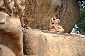 Fototapeta na wymiar Arjuna Temple à Mahäbalipuram (Tamil Nadu-Inde)