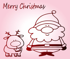 Cartoon Santa Claus and Christmas deer