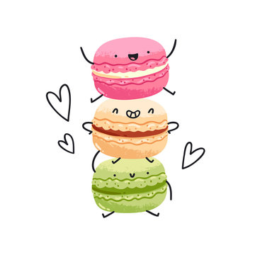 Crazy yummy macarons illustration