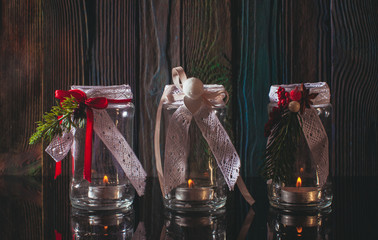 Christmas glass candlesticks