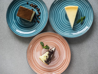 Set of various cakes