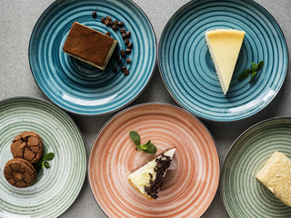 Set of various cakes