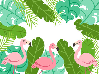 Tropical flamingo frame background