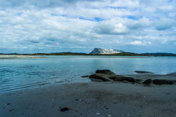 Sand Beach Lu impostu, San Teodoro, Sardinia,Tavolara, Italy