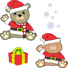 cute little baby teddy bear cartoon santa claus costume set in vector format 