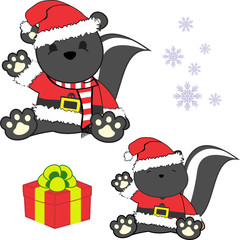 cute little baby skunk cartoon santa claus costume set in vector format 