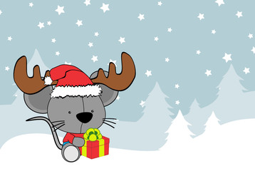 cute baby mouse cartoon xmas background in vector format very easy to edit