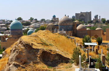 Samarkand: shah-i-zinda ensemble domes and cemetery