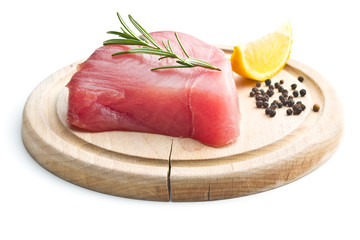Fresh raw tuna steak.