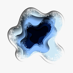 3D abstract background with paper cut shapes. Vector design layout