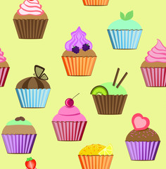 seamless patterns cakes set vector illustration