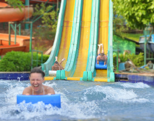 family in aqua park