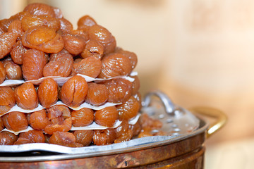 Marron glacé tantalizing in streeet market