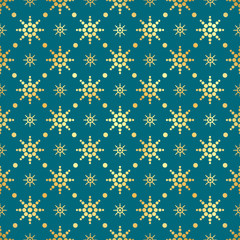 Gold circle seamless pattern. Abstract gold geometric modern background. Vector illustration. Shiny backdrop. Texture of gold foil. Art deco style.