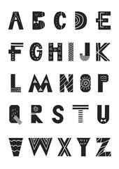 ABC - Latin alphabet. Unique nursery poster with letters in scandinavian style. - 178740284