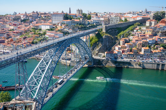 View of Dom Luis I bridge, Porto and Douro river