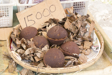 Coconut sugar sold at market