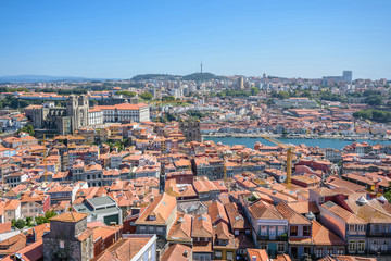 Fototapeta na wymiar Panoramic view of Porto from Torre dos Clerigos