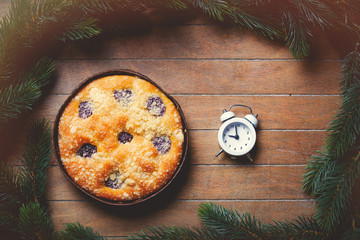 Christmas pie and little alarm clock