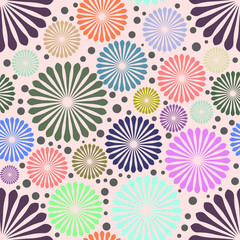 Fototapeta na wymiar Abstract colored flowers on purple background
