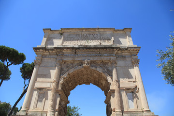 Fototapeta na wymiar Arch of Titus, Roman Forum, Rome, Italy.