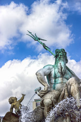 Neptune fountain in Alexanderplatz square. Fragment. Berlin, Germany