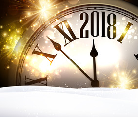 Fototapeta na wymiar 2018 year background with clock.