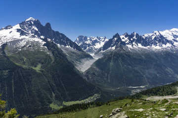 Alps in June. View of the Mont Blanc massif.