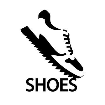 black sign of shoes on white background