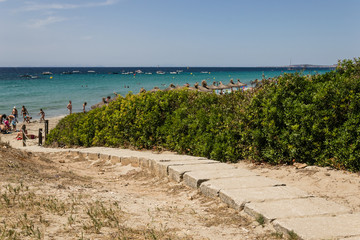 Fototapeta premium Gangway on the beach of Sant Tomas - Menorca - Spain