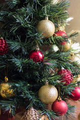 Fototapeta na wymiar Beautiful Christmas tree with ornaments